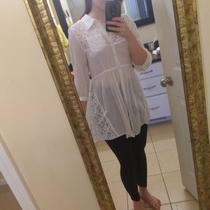 Long lace button top- free people